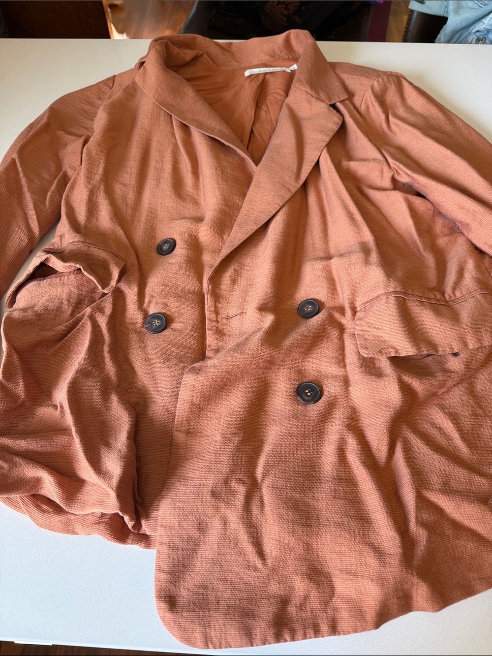 Astr Double-Breasted Trench Coat in Rust